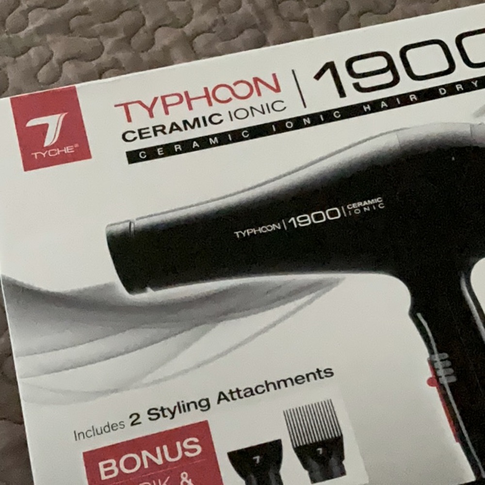 Typhoon 1900 Hair Dryer Ceramic Ionic **NEW**Handheld Portable Blow Dryer Black
